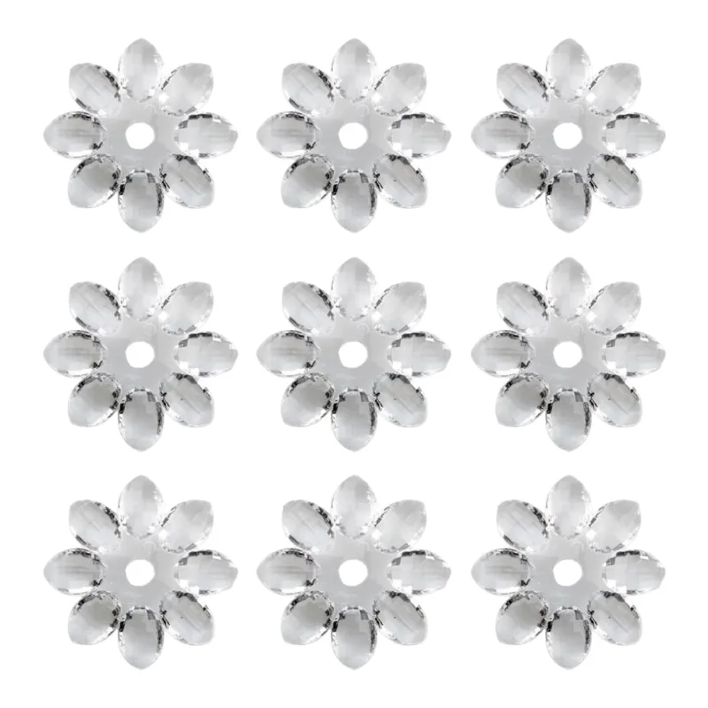 Flor Com Furo No Centro 44Mm Em Acrilico Com 50G Cristal Transparente