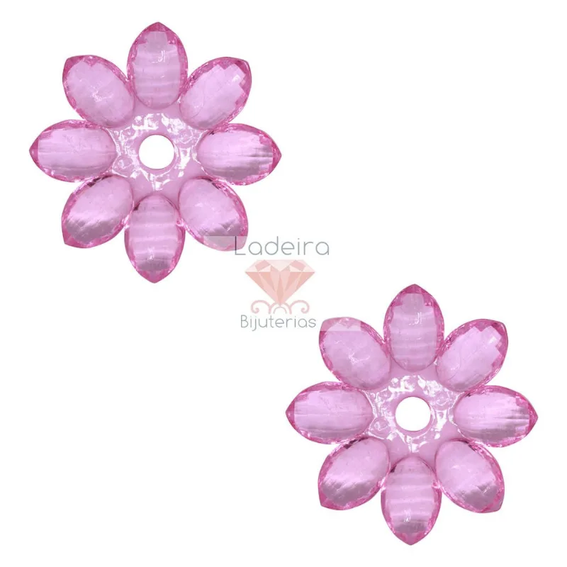 Flor Com Furo No Centro 44Mm Em Acrilico Com 50G 004 - Rosa 04