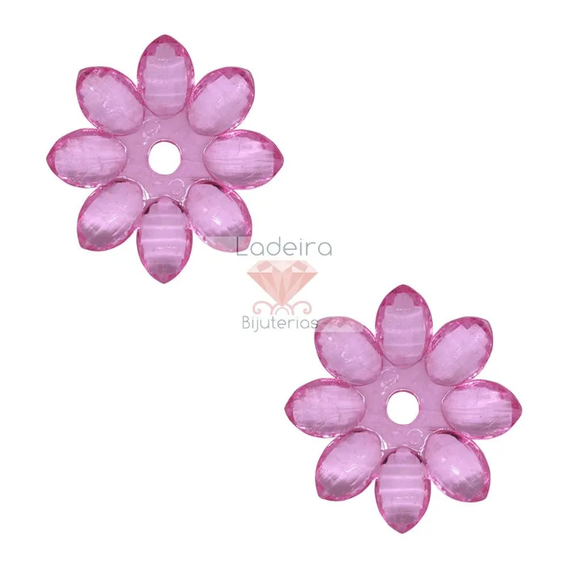 Flor Com Furo No Centro 44Mm Em Acrilico Com 50G 007 - Rosa Pink