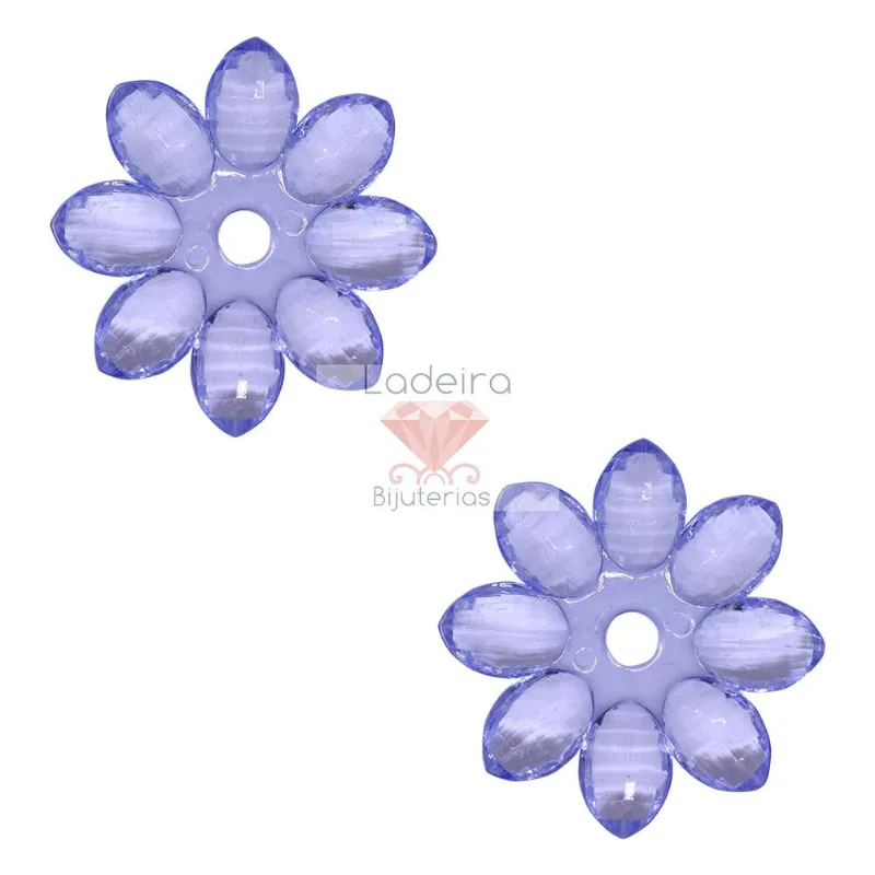 Flor Com Furo No Centro 44Mm Em Acrilico Com 50G 042 - Azul 42