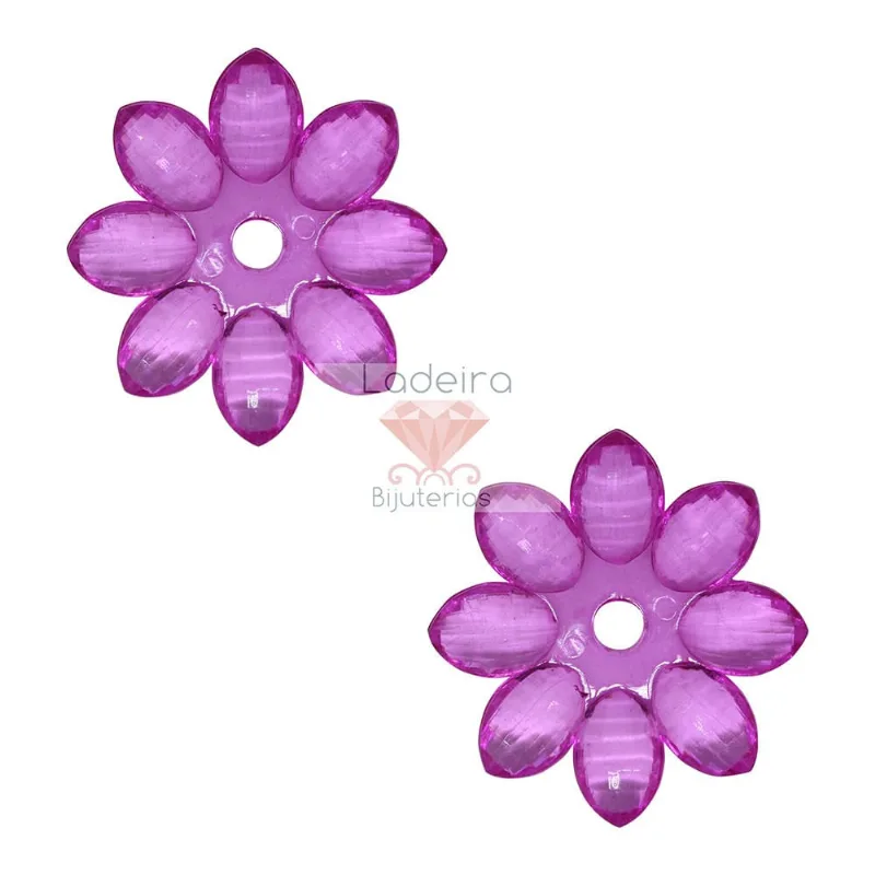 Flor Com Furo No Centro 44Mm Em Acrilico Com 50G 048 - Lilas 048