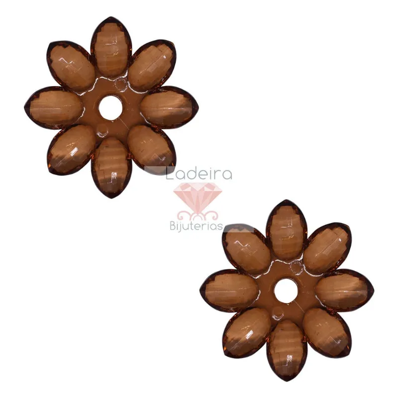 Flor Com Furo No Centro 44Mm Em Acrilico Com 50G 059 - Marrom 1