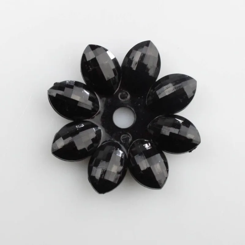 Flor Com Furo No Centro 44Mm Em Acrilico Com 50G 072 - Preto