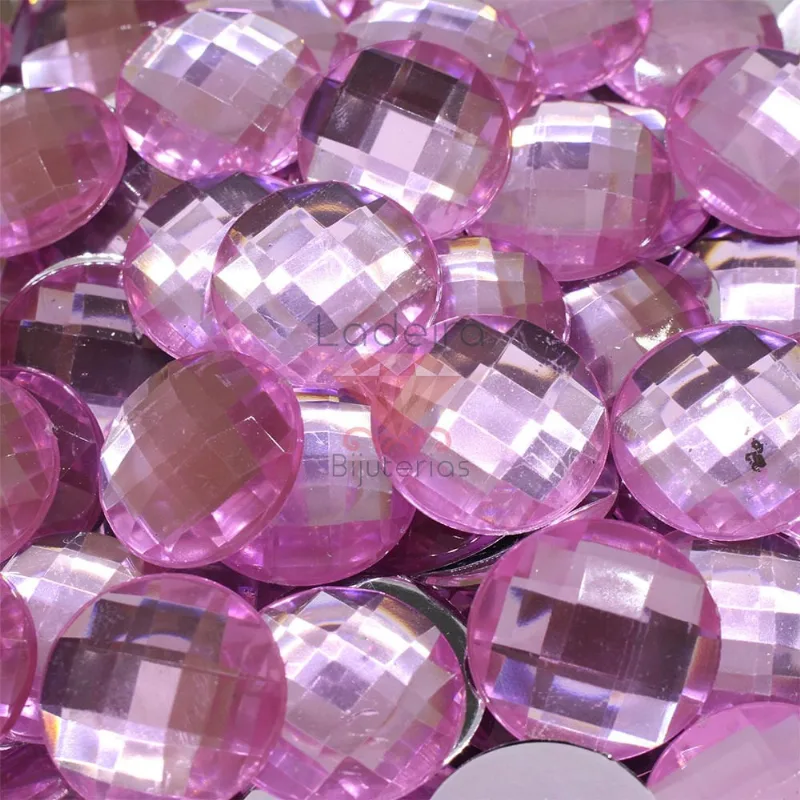 Chaton Para Colagem Redondo Sextavado 22Mm Em Acrilico Com 25G Q017 - Rosa Claro