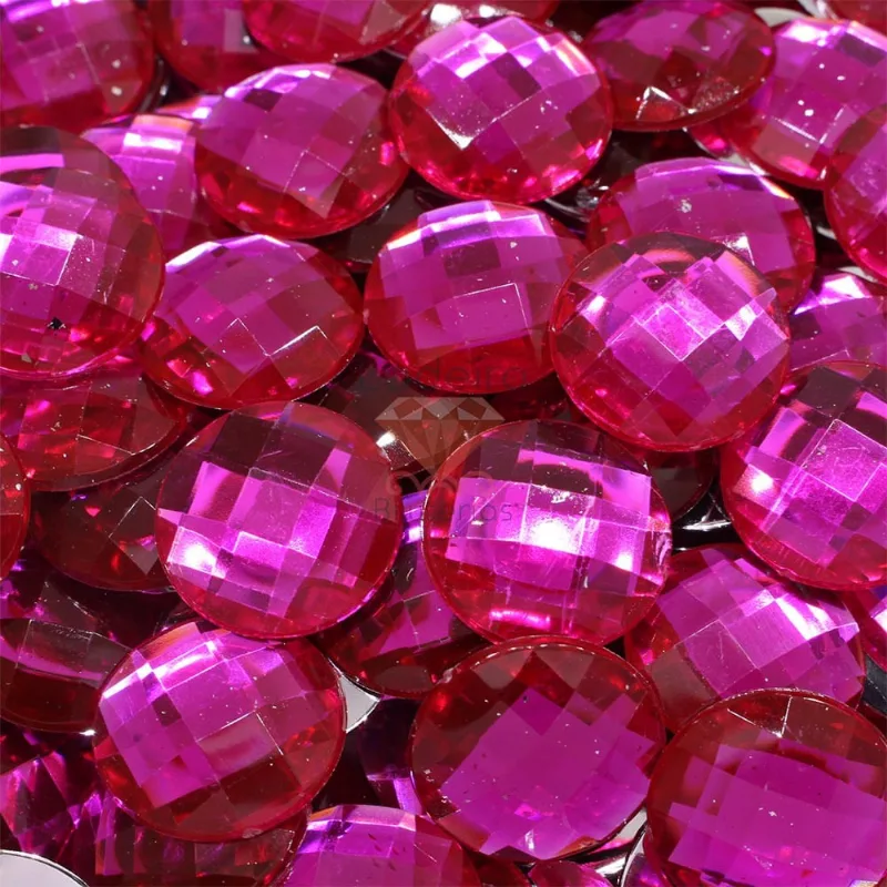 Chaton Para Colagem Redondo Sextavado 22Mm Em Acrilico Com 25G Q026 - Rosa Pink