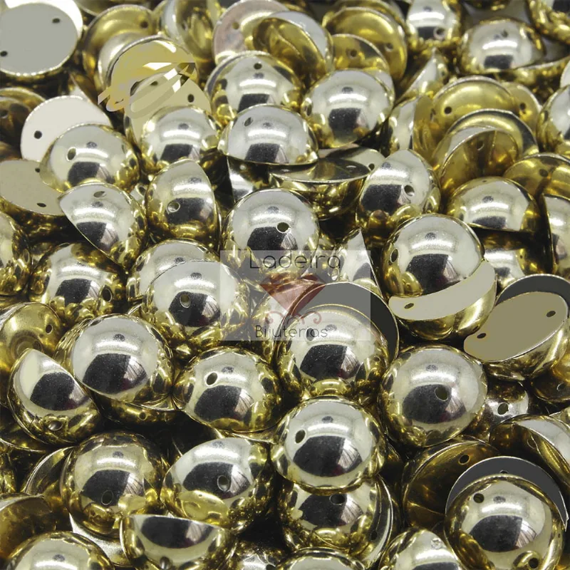 Chaton Para Costura Meia Bola 12Mm Em Abs Com 50Gr 073 - Dourado