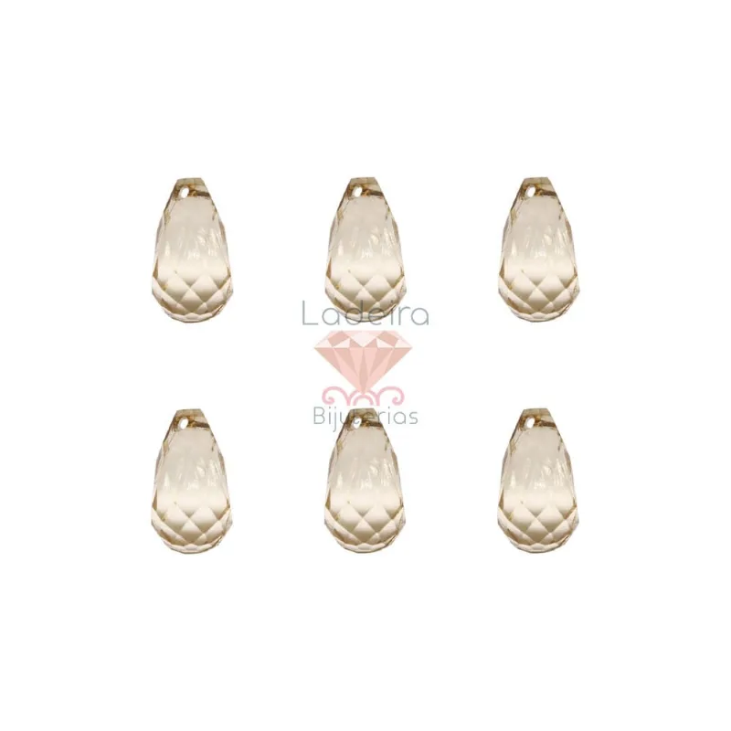Pingente Gota Sextavado 18Mm Em Acrilico Com 50Gr 0610 - Bege 0610