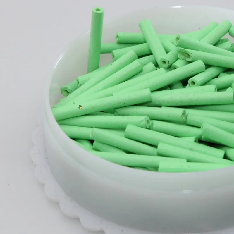 Canutilho Fosco 20Mm Em Vidro Com 50G 136M - Verde Pastel 136