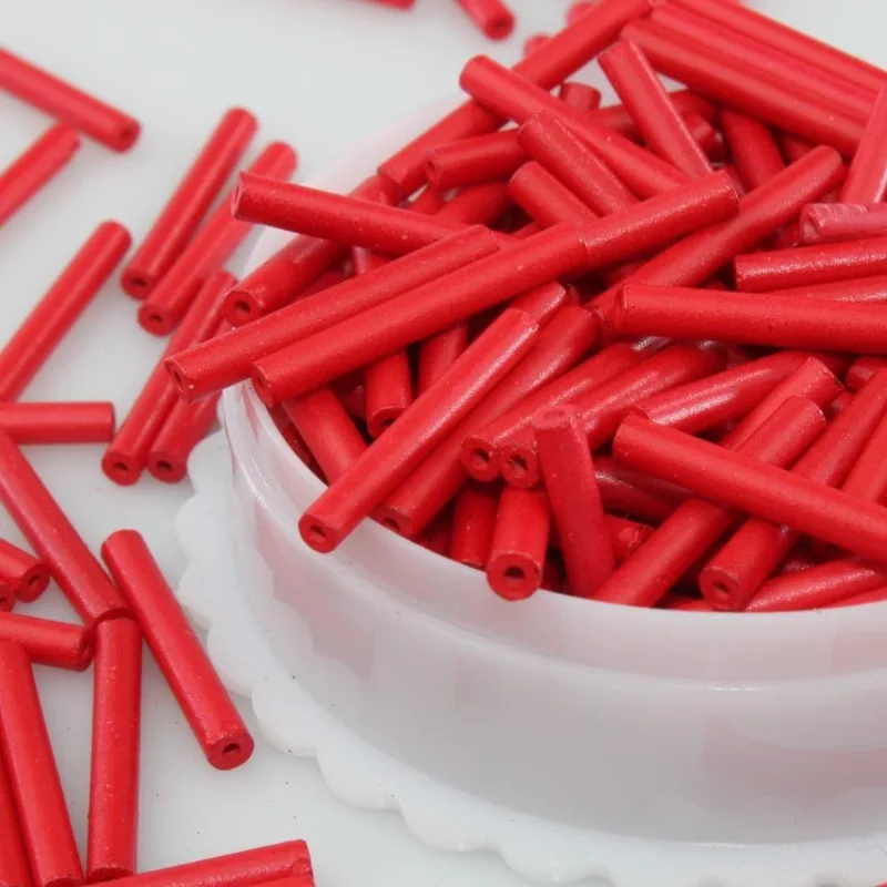 Canutilho Fosco 20Mm Em Vidro Com 50G 201 - Vermelho