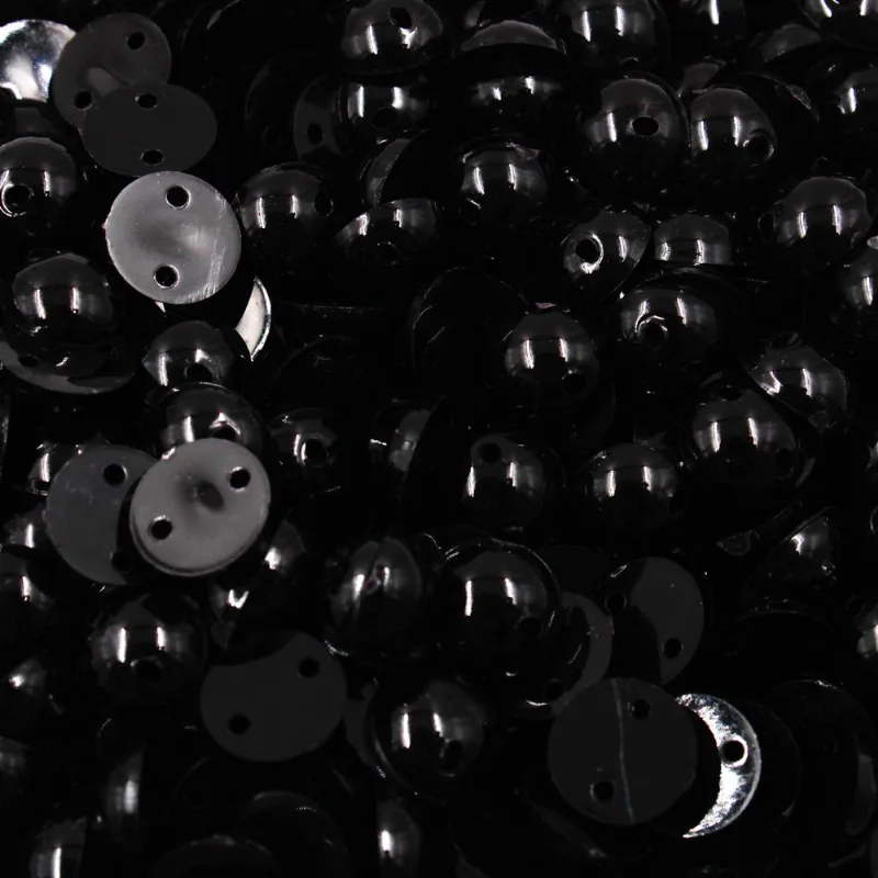 Chaton Meia Bola Para Costura 08Mm Em Acrilico Com 50Gr 018 - Preto Fosco