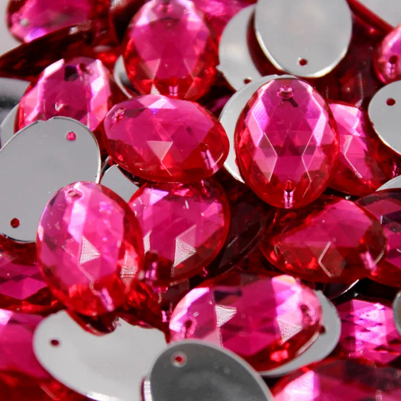 Chaton Para Costura Oval Sextavado 13X18mm Em Acrilico Com 50Gr 570 - Pink