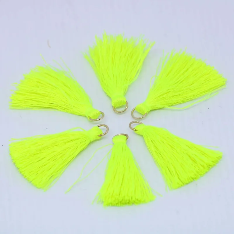 Pingente Pompom Tassel Com Argola 40Mm Com 10 Peças 033M - Amarelo Neon 818