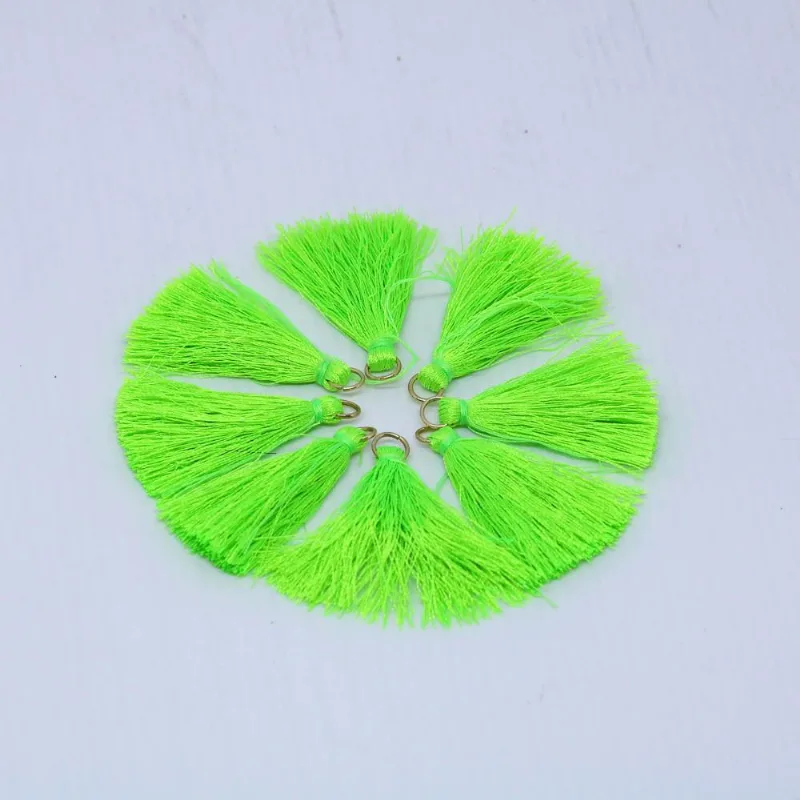 Pingente Pompom Tassel Com Argola 40Mm Com 10 Peças 036M - Verde Neon 036