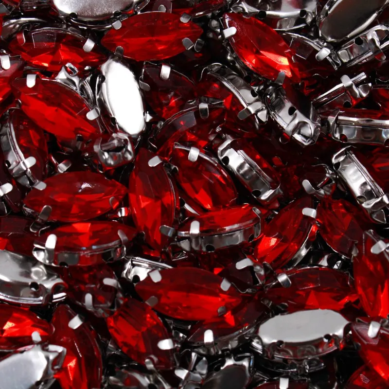 Chaton Engrampado Navete 07X15mm Em Acrilico Com 50 Peças 201 - Vermelho