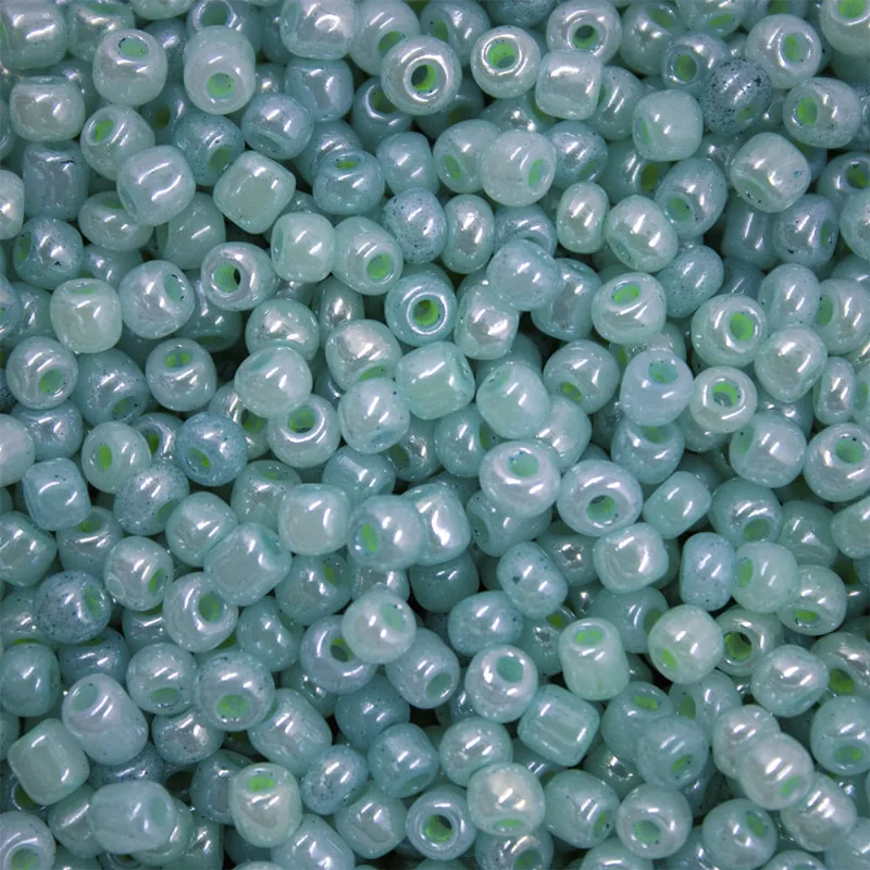 Miçangão Irisado 3.6Mm (6/0) Em Vidro Com 45G Verde Agua