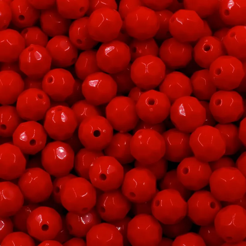 Bola Sextavada Leitosa Passante 10Mm Em Acrilico Com 50Gr 201 - Vermelho