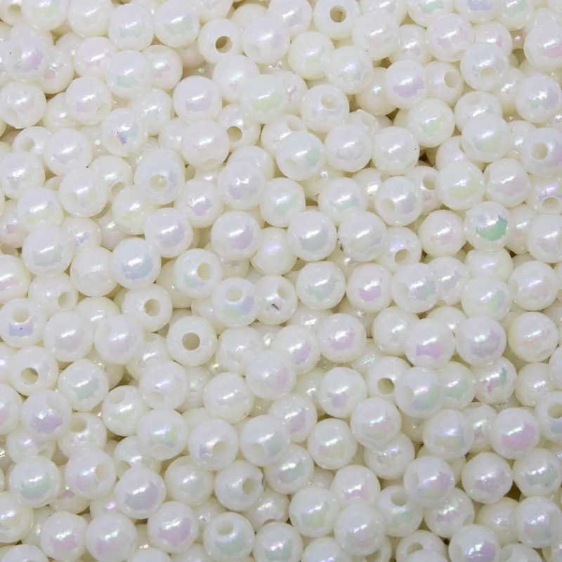 Bola Leitosa Irisada 05Mm Em Acrilico Com 50Gr 004B - Perola 04