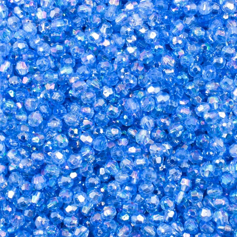 Bola Sextavada Irisada Passante 04Mm Em Acrilico Com 50Gr 219 - Azul Bebe