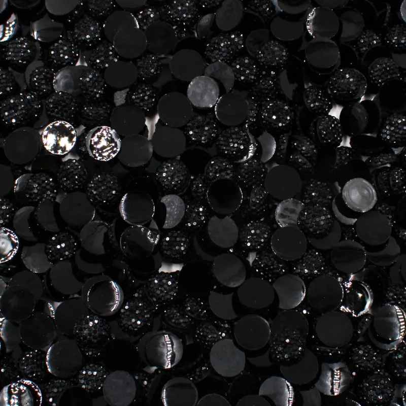 Chaton Para Colagem Redondo Drusa 10Mm Em Acrilico Com 25Gr 018 - Preto Fosco