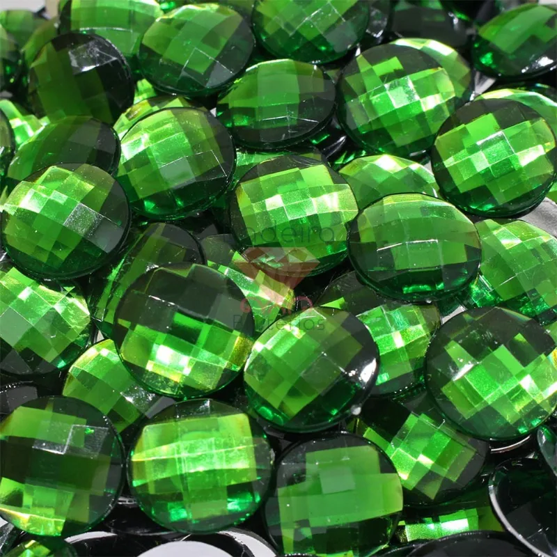 Chaton De Colagem Redondo Sextavado 18Mm Em Acrilico Com 25Gr Q020 - Verde 20