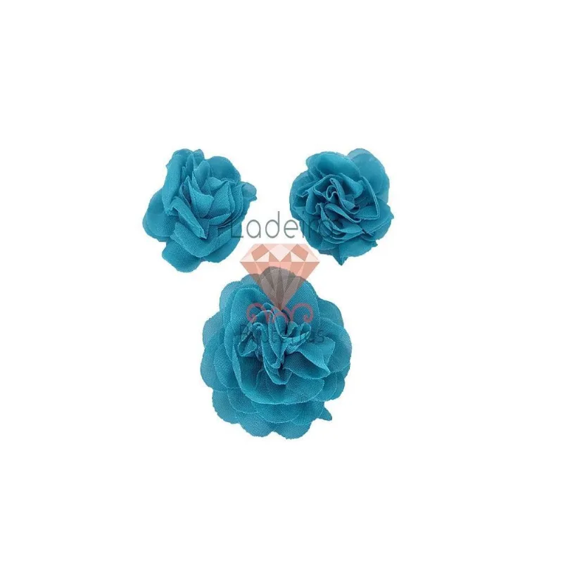 Flor De Tecido 45Mm Em Poliester Com 10 Peças 255 - Verde Escuro