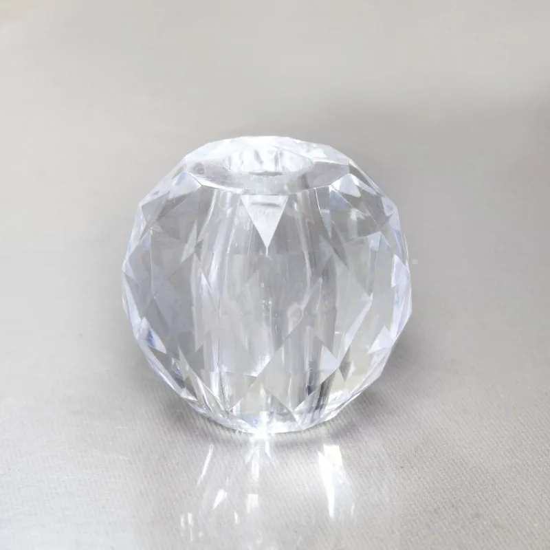 BOLA SEXTAVADA FURO GRANDE 35X38MM EM ACRILICO COM 50GR Cristal Transparente