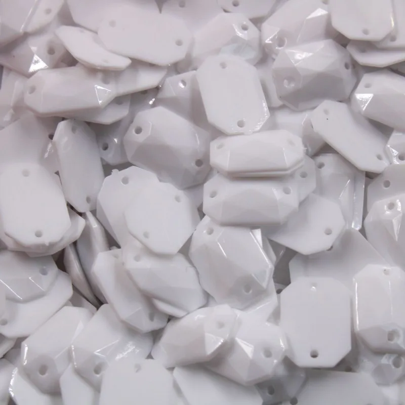 CHATON DE COSTURA RETANGULAR 10X14MM EM ACRILICO COM 50GR 101 - Branco 101