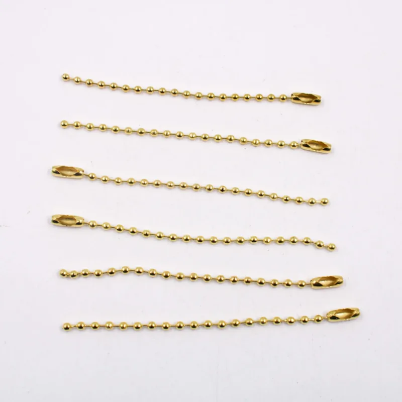 CORRENTE DE BOLINHA 2.4MM COM FECHO CANOA EM ZAMAC 08CM COM 50 PEÇAS 073 - Dourado