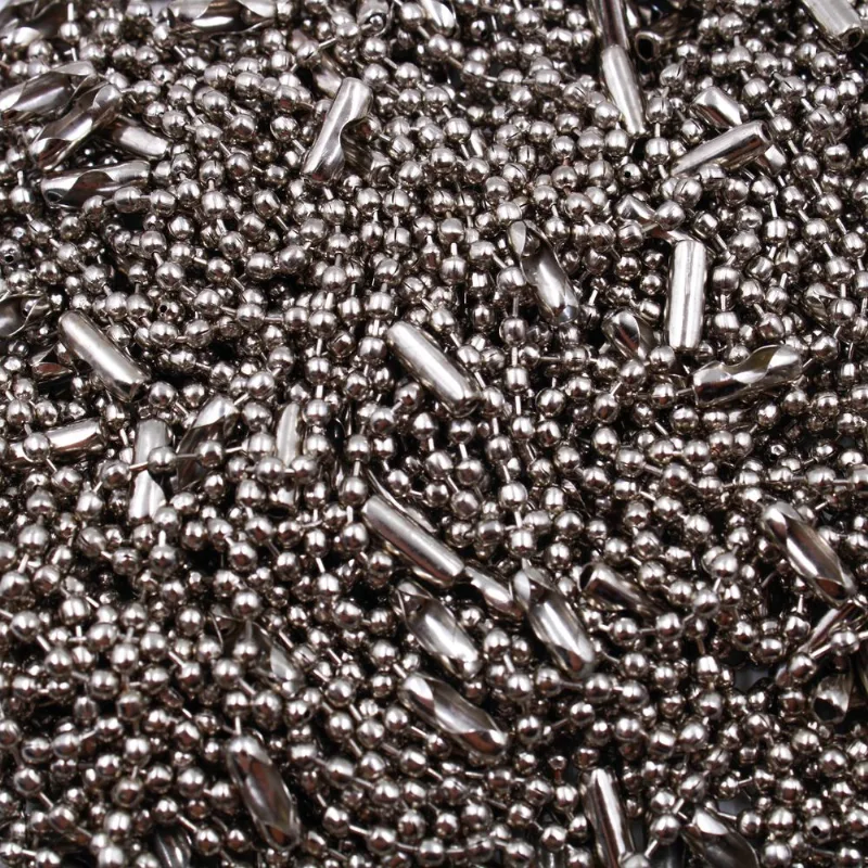 CORRENTE DE BOLINHA 2.4MM COM FECHO CANOA EM ZAMAC 08CM COM 50 PEÇAS 074 - Niquel