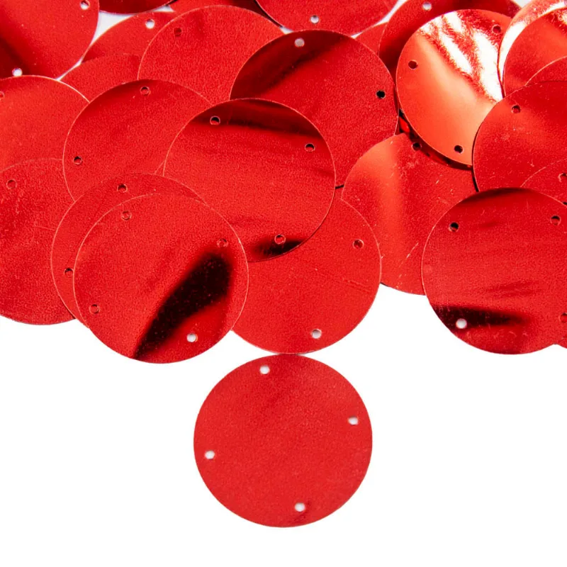 LANTEJOULA 4 FUROS 30MM EM PVC COM 50G 201 - Vermelho