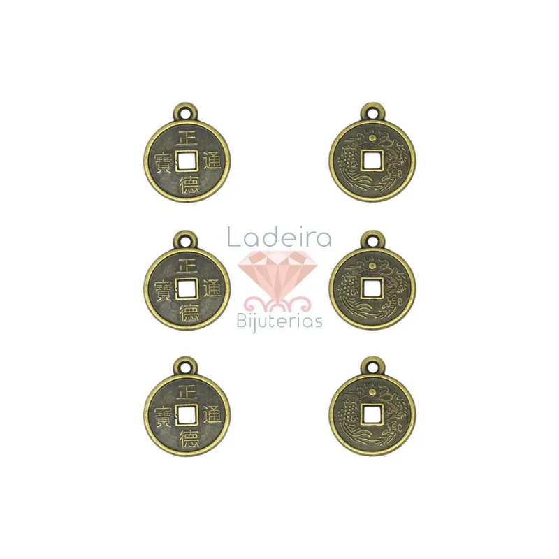 Pingente Moeda 15Mm Em Abs Com 25G 075 - Ouro Velho