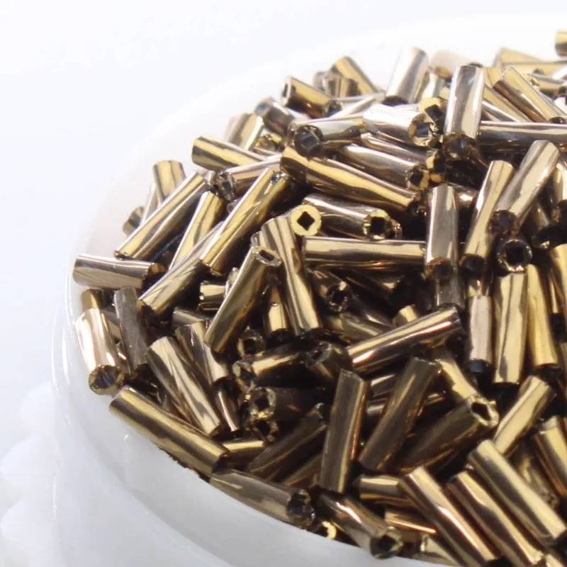 Canutilho Torcido 6Mm Em Vidro Com 50Gr 075 - Ouro Velho