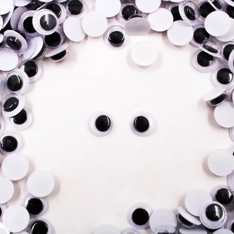Olho Móvel 06Mm Em Plastico Com 100 Peças Preto E Branco