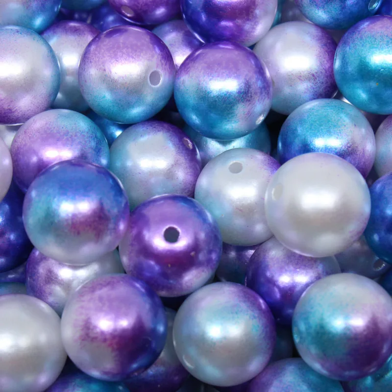Perola Inteira Com Furo Tie Dye 14Mm Em Abs Com 50Gr 023Pe - Azul+Roxo