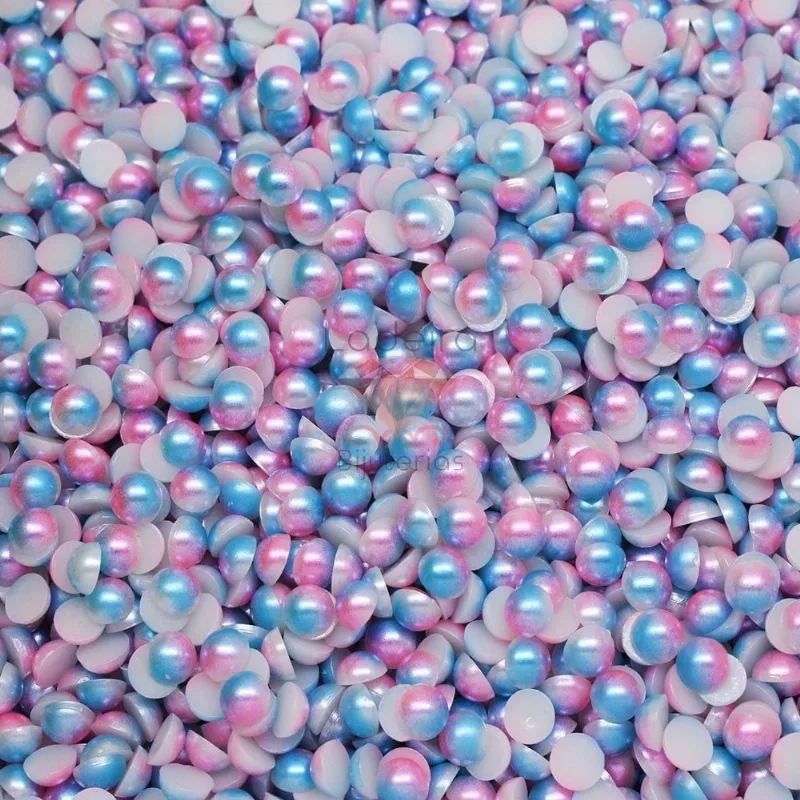 Meia Perola Para Colagem Mesclada 06Mm Em Abs Com 25G 513P - Azul/Rosa 513