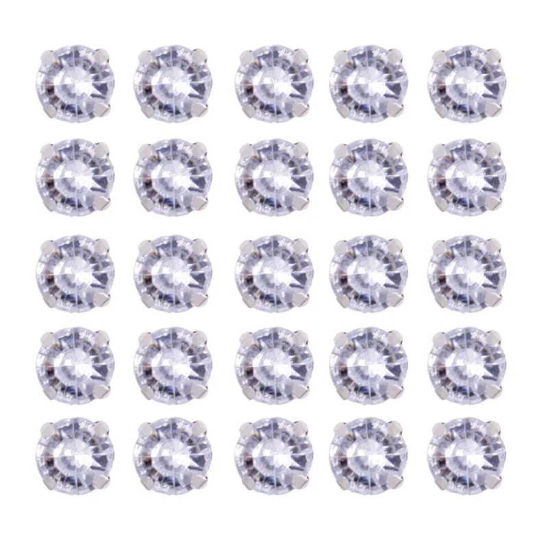 Chaton Engrampado Redondo 10Mm Em Acrilico Com 50 Peças Cristal Transparente