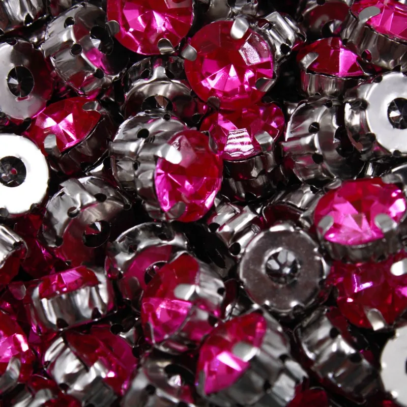 Chaton Engrampado Redondo 10Mm Em Acrilico Com 50 Peças 825 - Rosa Transparente 152