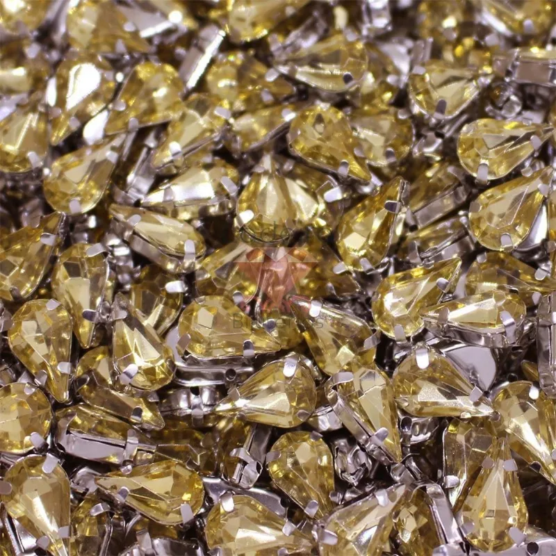 CHATON ENGRAMPADO GOTA 8X13MM EM ACRILICO COM 100 PEÇAS 021 - Mel 021