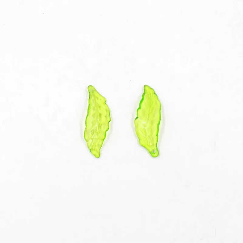 Pingente Folha Translucida 11X19mm Em Acrilico Com 50Gr 036 - Verde 036