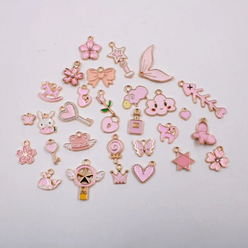 Conjunto De Pingente Resinado Em Zamac Com 03 Peças 337 - Rosa
