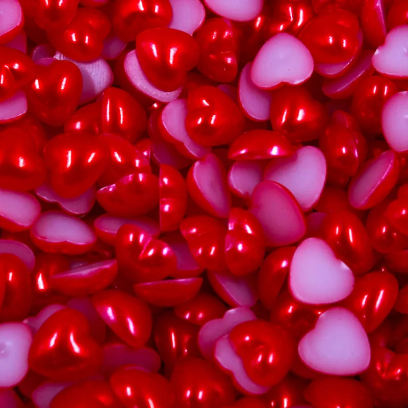 Meia Perola Coraçao De Colagem 10Mm Em Abs Com 50Gr 201 - Vermelho