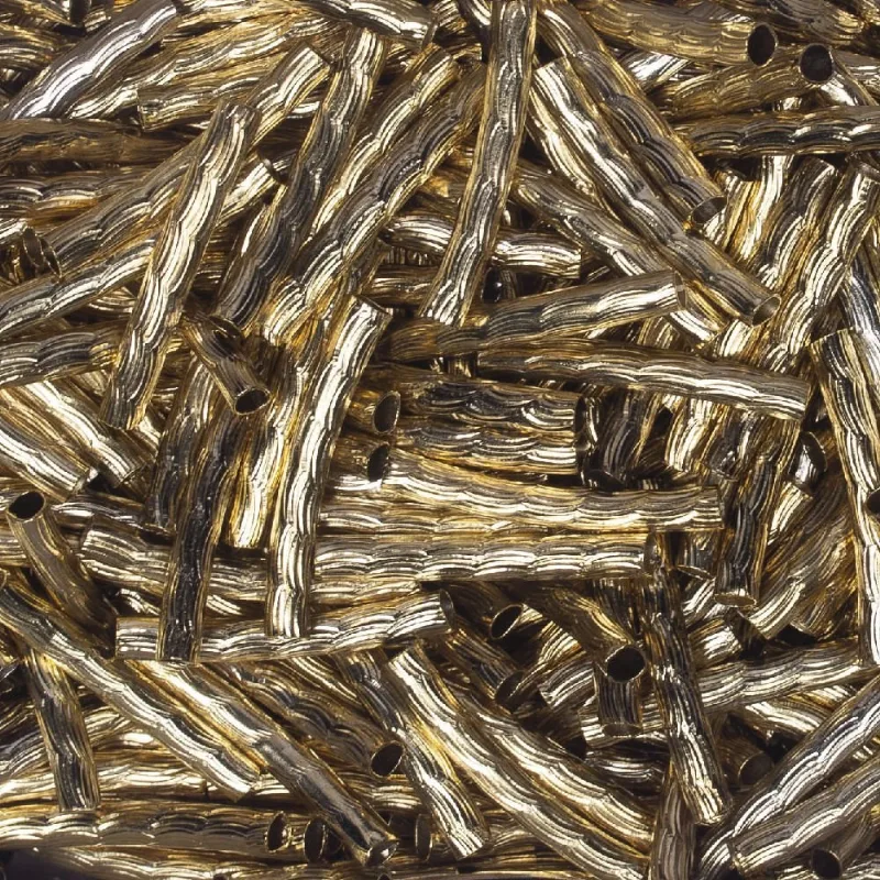Canudo Torcido Trabalhado Latão 30X4mm 35G 073 - Dourado