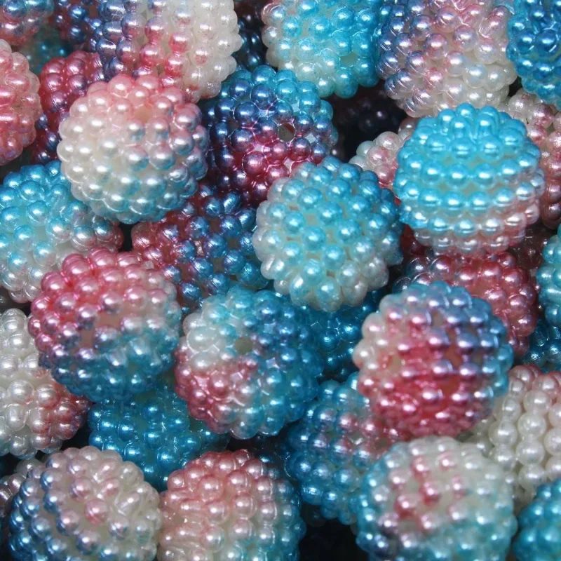 Perola Craquelada Tie Dye Passante 14Mm Em Abs Com 50Gr 501P - Lilas/Azul 501