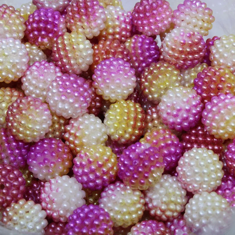 Perola Craquelada Tie Dye Passante 14Mm Em Abs Com 50Gr 504P - Pink/Laranja 504