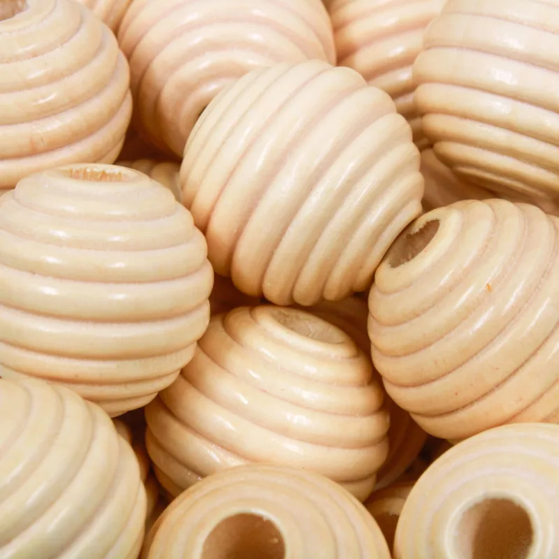 Bola Frisada Passante Com Furo Grande 26Mm Em Madeira Com 50G 499 - Marrom