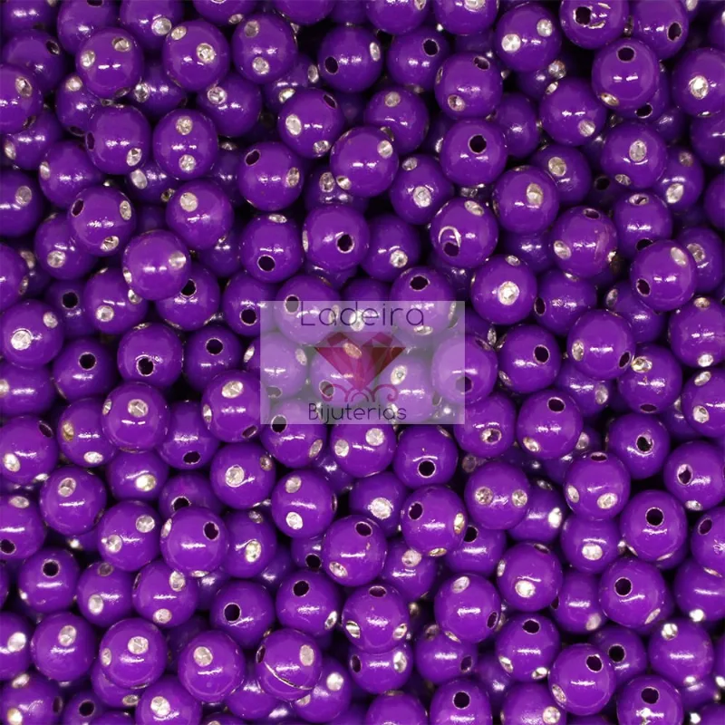Bola Com Strass 06Mm Em Acrilico Com 50Gr 053 - Roxo