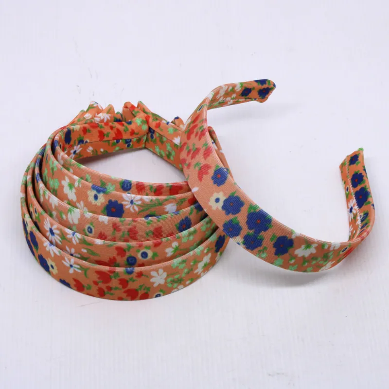 Tiara Encapada Floral 30Mm Em Suplex Com 2 Peças 135M - Laranja Pastel