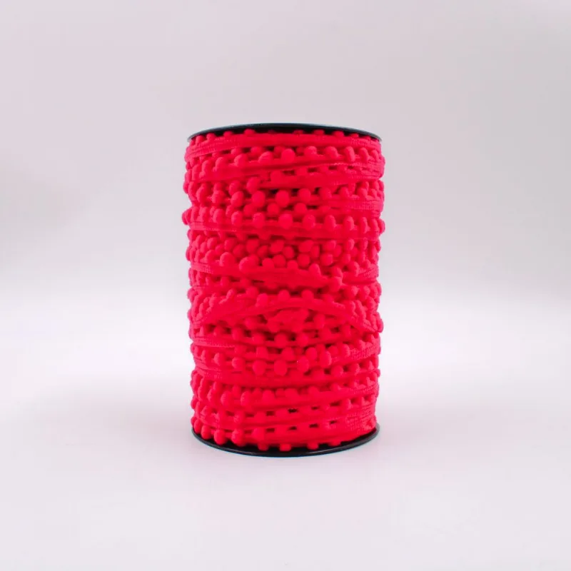 POMPOM EM METRO 12MM EM POLIESTER COM 1 METROS Rosa Pink
