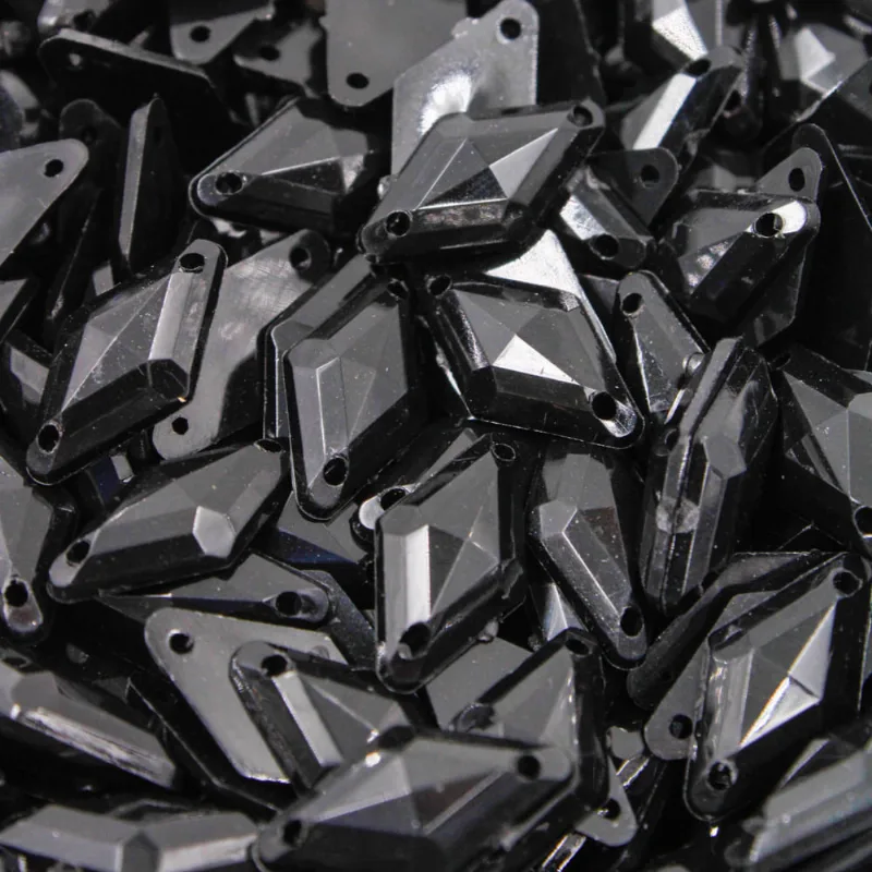 Chaton Para Costura Losango 9X15mm Em Acrilico Com 200 Peças 018 - Preto Fosco