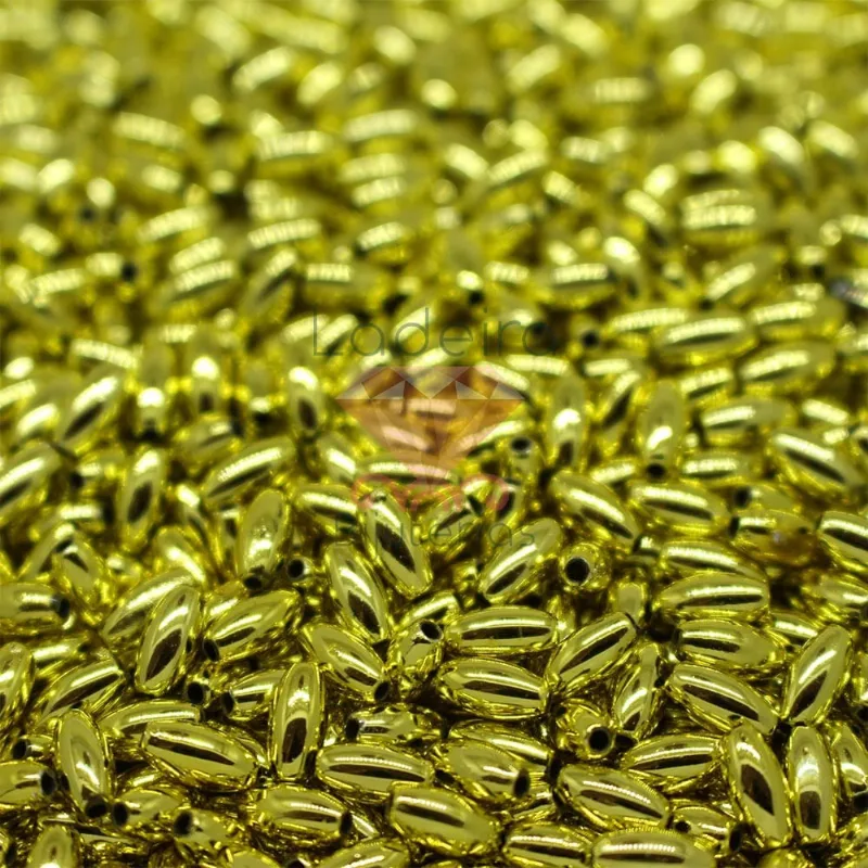 Arroz Liso Aljofre Passante 4X8mm Em Plastico Com 50Gr 073 - Dourado
